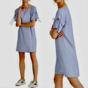 Madewell Cotton Blue White Striped Shift Dress